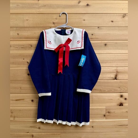 NWT Vintage Nann Knits Size 6X Long Sleeve Sailor Nautical Dress - Picture 1 of 12